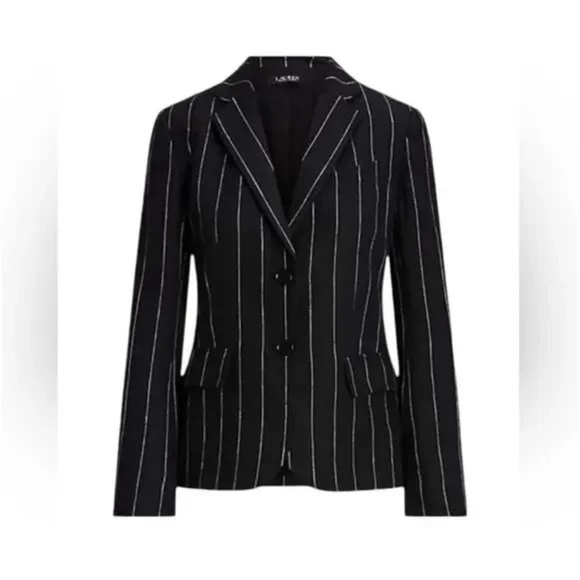 RALPH by RALPH LAUREN, WOMEN'S BLACK PINSTRIPE BLAZER - Picture 1 of 3
